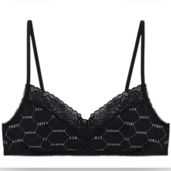 Savage X Fenty Cotton Essentials Black Caviar Logo Bralette - Picture 3 of 10